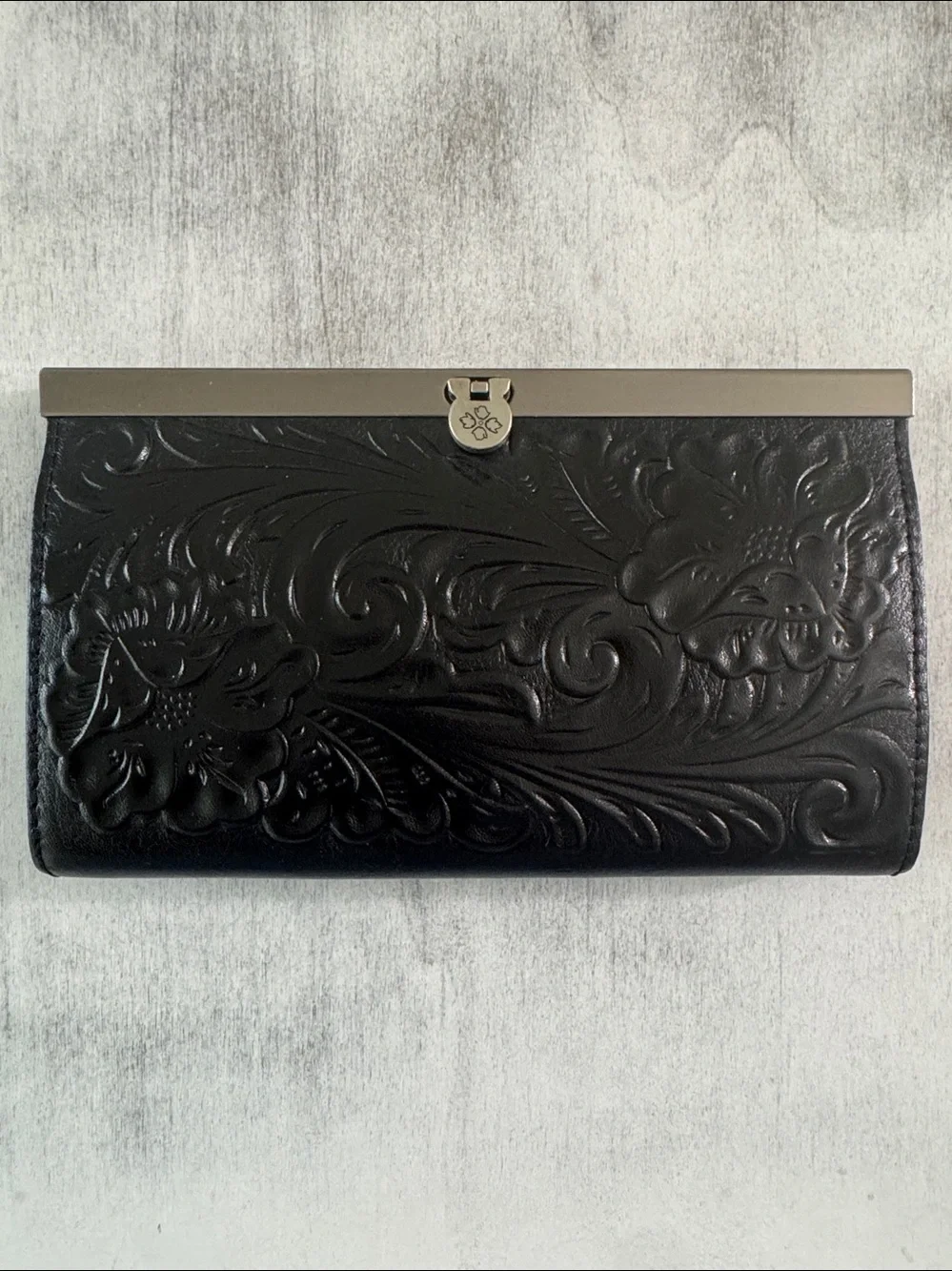 Patricia Nash Cauchy Tooled Framed RFID Wallet Black
